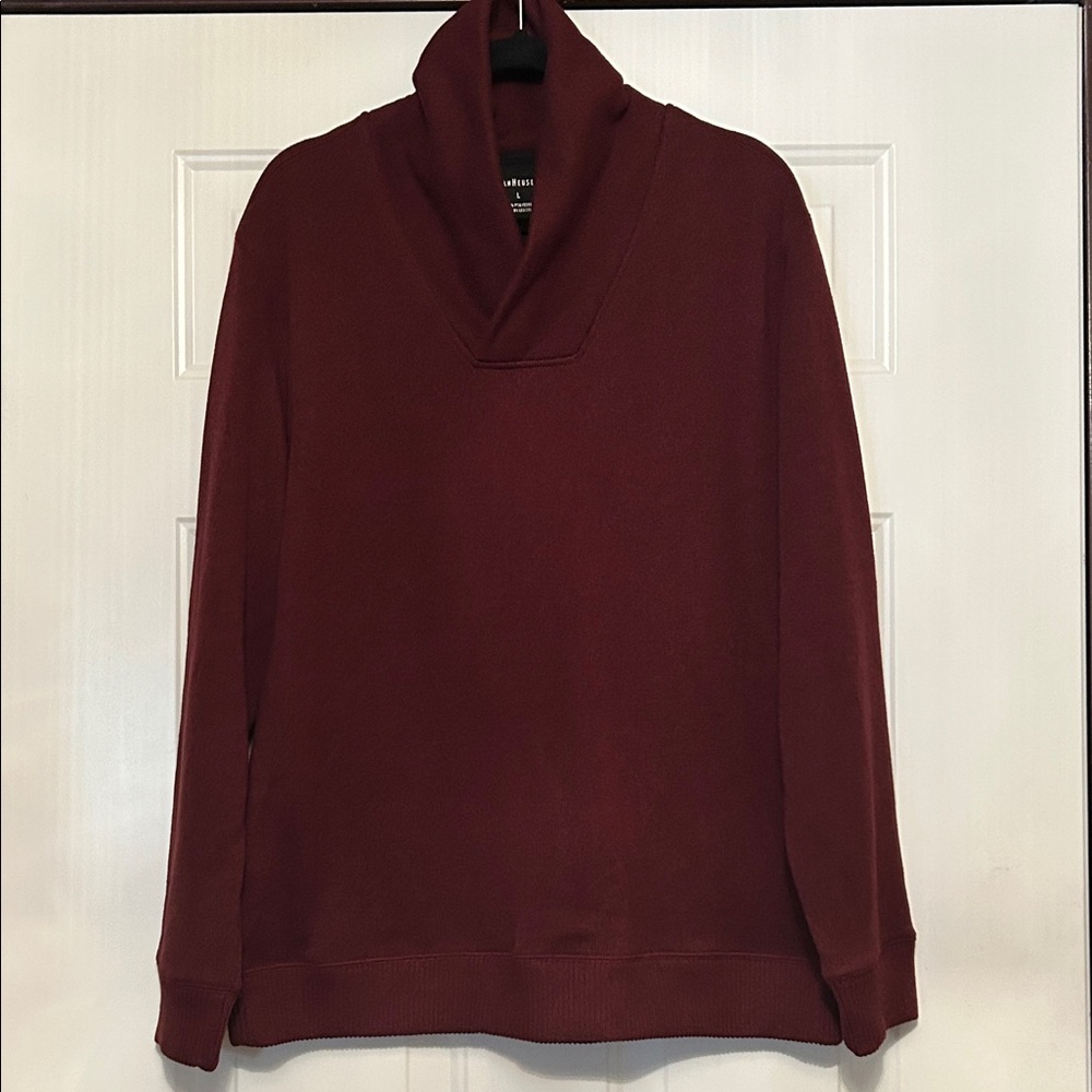 Van Heusen Men's Sweater L Burgundy NWOT Brushed Fleece Pullover Knit Career